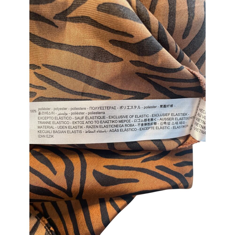 Zara Animal Print Cutout Tortoise Ring Midi Dress M Spaghetti Strap 2157 EUC - Picture 6 of 7